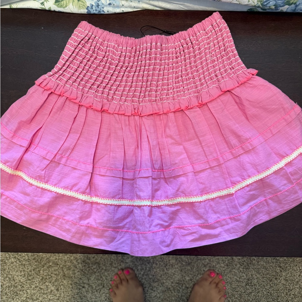 Zara Pink Bubble Mini Skirt with Smocked Tiered Design